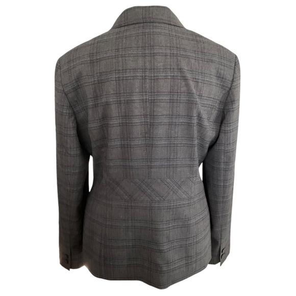 Style & Co Women's 14P Petite Gray Blazer Plaid Double Breasted Jacket Business - Picture 2 of 9